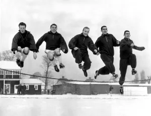 00350 Prints: Everton players training in preparation for an upcoming FA Cup match against King