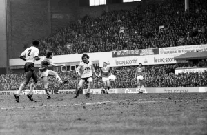 Everton v. Arsenal. March 1985 MF20-13-012 The final score was a two nil victory to