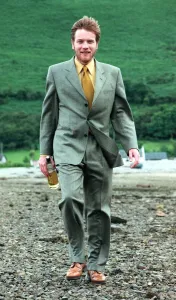 Ewan McGregor on the Isle of Arran July 1998 with bottle of Loch Ranza whisky