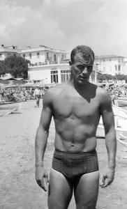 Holiday Prints: Ex - Leeds United player John Charles at the beach in Italy after being bought by