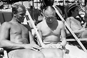 00335 Prints: Ex - Leeds United player John Charles at the beach in Italy after being bought by