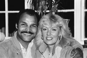 Ex-World Boxing Champion John Conteh at home with wife Veronica. 5th October 1984
