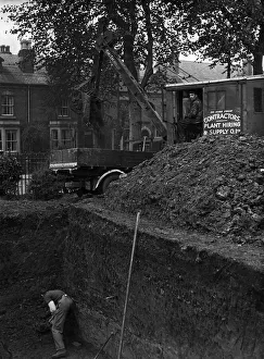 Derbyshire Prints: Excavations for air raid shelters at Parkfields Cedars School, Derby. 15th November 1939