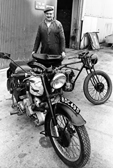 Vintage Prints: The Excellence of British engineering has been demonstrated by two old motorcycles