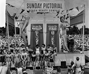 Swimsuit Prints: Exmouth. General scene of crowd watching competition. Competitors sitting on stage back