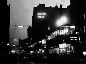 Street Lights Prints: The exterior of the Daily Record building in Hope Street Glasgow Record House