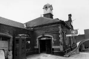 Vandalism Prints: The exterior of the now derelict Manors Railway Station in Newcastle on 1st July 1985