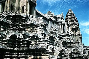 Ancient Civilization Prints: Exterior scuplture on temple at Angkor Wat near Siem Reap North West Kampuchea Cambodia