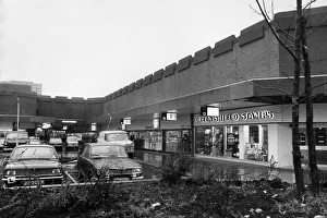 Exterior view of the new Salford shopping precinct and car park. 15th November 1971