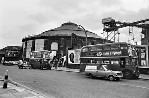 Exterior view of the Roundhouse performing arts and concert venue situated at the Grade