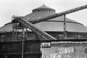 Exterior view of the Roundhouse performing arts and concert venue situated at the Grade
