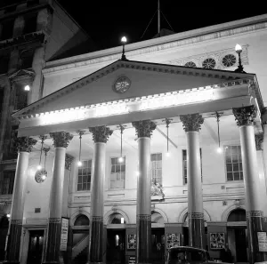 Night Scene Prints: Exterior view of the Theatre Yoyal Haymarket in Londons West End, April 1958