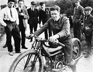 00203 Prints: F W Dixon winner of the solo motion cycle climb DBase circa 1920s