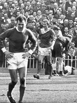 Exhausted Prints: FA Cup semi-final. Manchester United v. Leeds. OPS Dennis Law fouls a Leeds