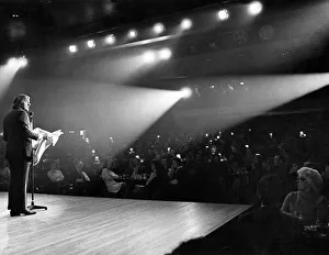 Facing the footlights and spots at the Wakefield Theatre Club is comedian Bob Monkhouse
