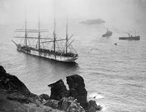 Marine Prints: A failed attempt to refloat Herzogin Cecilie off the rocks with two tugs near Salcombe