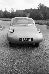 Fairthorpe Atom mini car, a rear-engined two-door fibre glass car designed by British