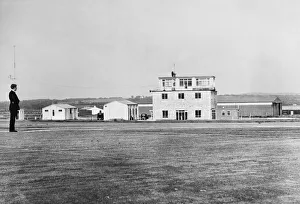01502 Prints: Fairwood Airport. A view from the main runway of the terminal buildings