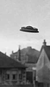 Lanarkshire Prints: Faked UFO image created by the Hamilton Advertiser to illustrate extraterrestrial