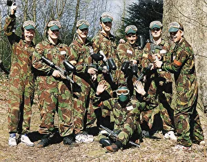 Camouflage Prints: Falkirk FC players wearing camouflage jackets during a team bonding paintball session