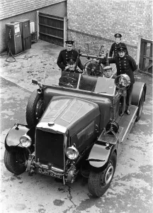 Firefighter Prints: Once a familiar site, now a rarity, the Leyland fire engine with her renovators
