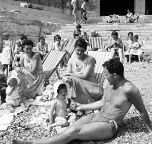 Families on the beach at Plymouth Police Constable Terence Ford