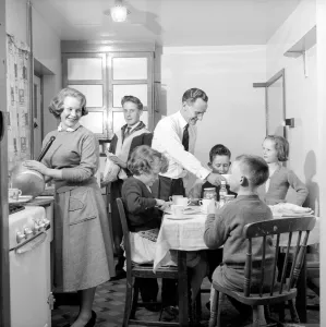 00064 Prints: Family Life: The Theakeston family seen here sitting down to afternoon tea