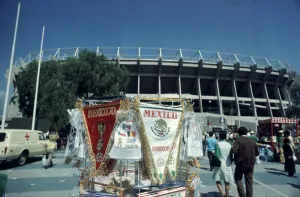 Banners Prints: The famous Azteca Stadium in Mexico, pictured before the strat of the 1970 World Cup