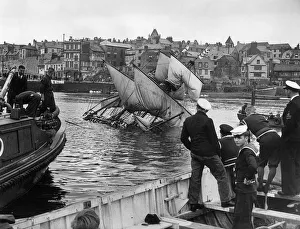 00132 Prints: Famous half scale model of Sir Francis Drakes Golden Hind sank in Barbican Pool