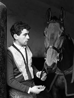 00097 Prints: Famous racehorse Arkle standing at the stable door at Tom Dreapers yard