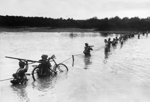 A famous Scottish Regiment on manoeuvres in Malaya during the Second World War
