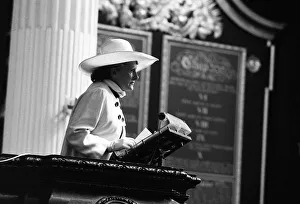 Chef Prints: Fanny Cradock in the pulpit at St Mary Woolnoth Church giving a sermon to the crowds