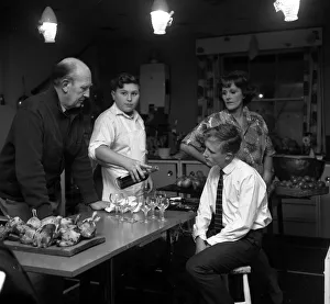 Wine Prints: Fanny Cradocks Kitchen Left Johnny Cradock with pupil cook John Harper seen