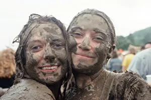 Fans covered in mud, at Margam Park to watch Catatonia performing, South Wales