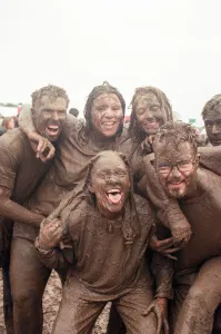 00947 Prints: Fans covered in mud, at Margam Park to watch Catatonia performing, South Wales