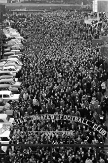 Fans outside St James Park, Newcastle United stadium, Newcastle upon Tyne