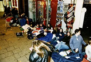 Take That Fans queue for tickets outside the Virgin Megastore in Union Street Glasgow