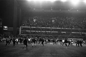 Everton Prints: Fans run onto the pitch. Divison One match Aston Villa 6 -2 Everton held at Villa Park