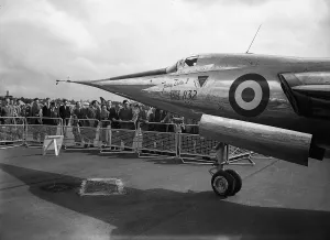 Planes Prints: Farnborough Air Show 1956 Fairey Delta 2 jet fighter which completed the world