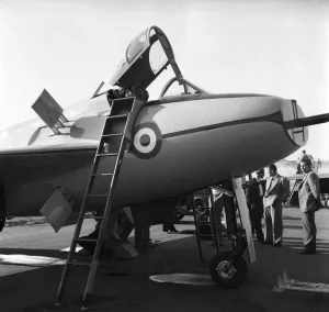 00037 Prints: Farnborough Airshow 1953. The shorts SB5 research plane seen here parked on the apron