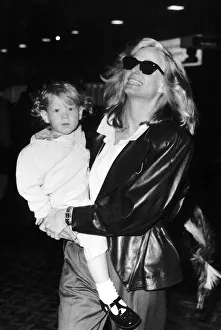 And Child Prints: Farrah Fawcett Actress with her son Redmond leave for Los Angeles May 1987