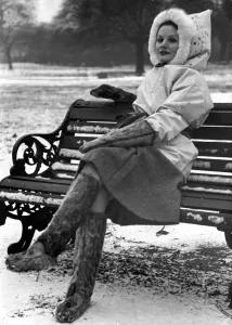 Boots And Shoes Prints: Fashion 1930s Miss Esme Watson sitting on a park bench in Regent