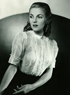 Fashion 1940s Model Short sleeved white blouse by Allardale Narrow gathered