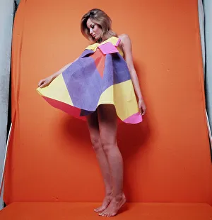 Fashion 1960s American paper fashion strapless tent dress. May 1967
