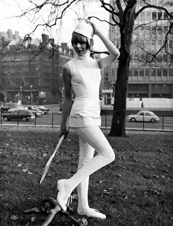Fashion 1960s. So cool for court cats. What will the wall-dressed tennis girl be wearing