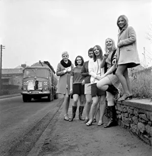 Fashion Clothing: Six of the girls from the barrow printing works near Clitheroe Lancs