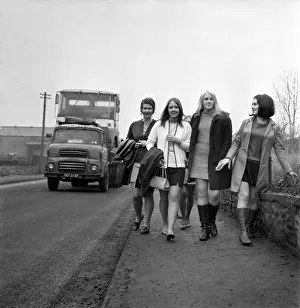 Fashion Clothing: Six of the girls from the barrow printing works near Clitheroe Lancs