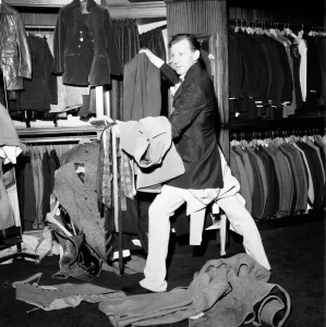 Fashion Clothing Humour. Young male model David Kempton from East Croydon