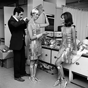 Futuristic Prints: Fashion designer Paco Rabanne on the film set of Casino Royale at Elstree