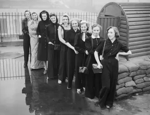 Shelter Prints: Fashion (For use in air raids). Shown by women from a Birmingham shop